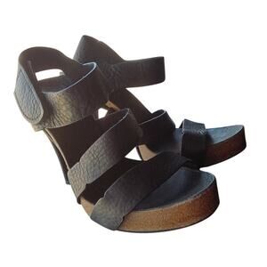 Pedro Garcia Black Pebbled Leather Strappy Heels - 38 (7.5-8 US)